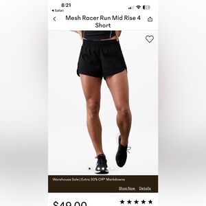 Athleta 4” Black Mesh Racer Run Shorts